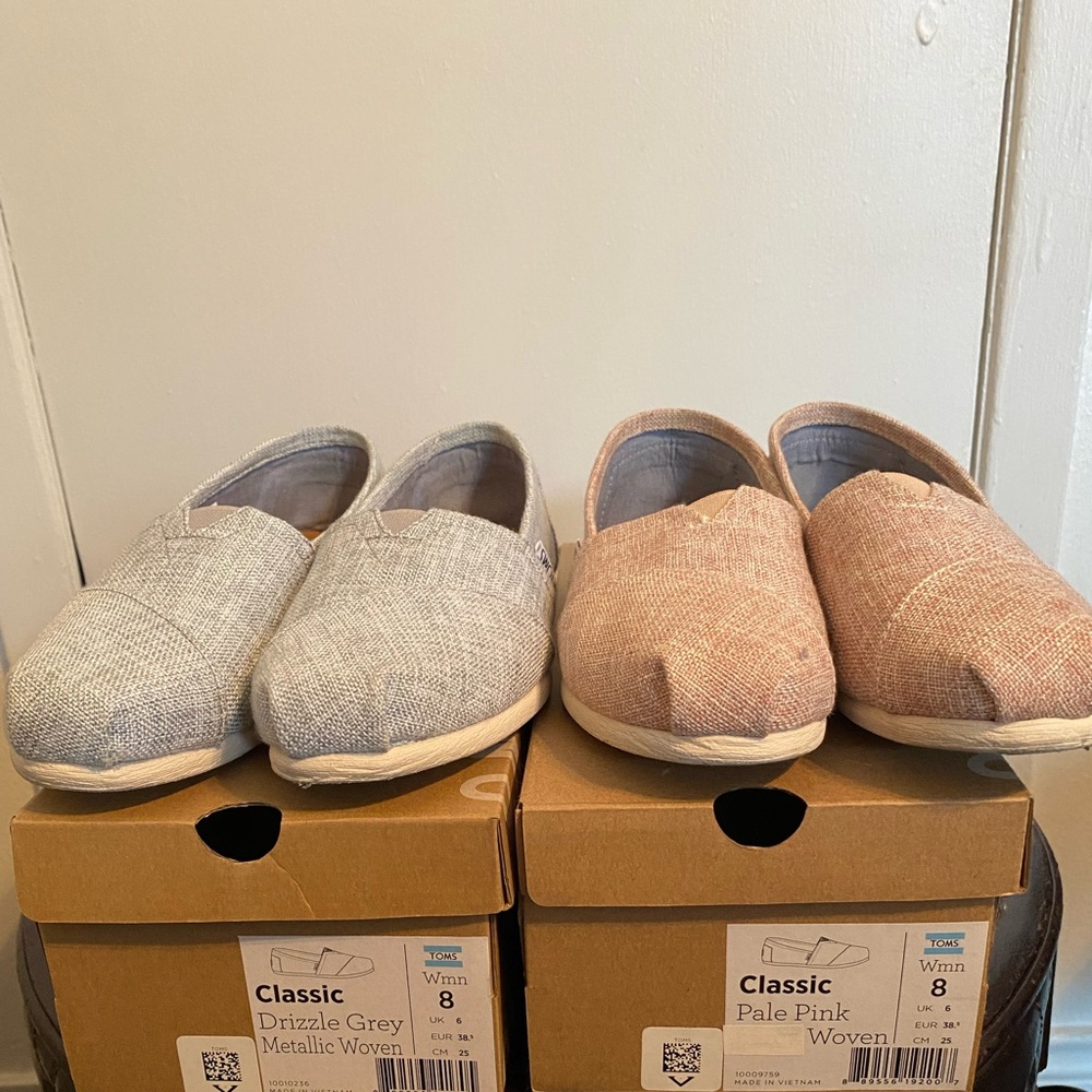 Two pair of Toms woven shoes